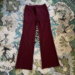 Anthropologie Burgundy Wide-Leg Trousers